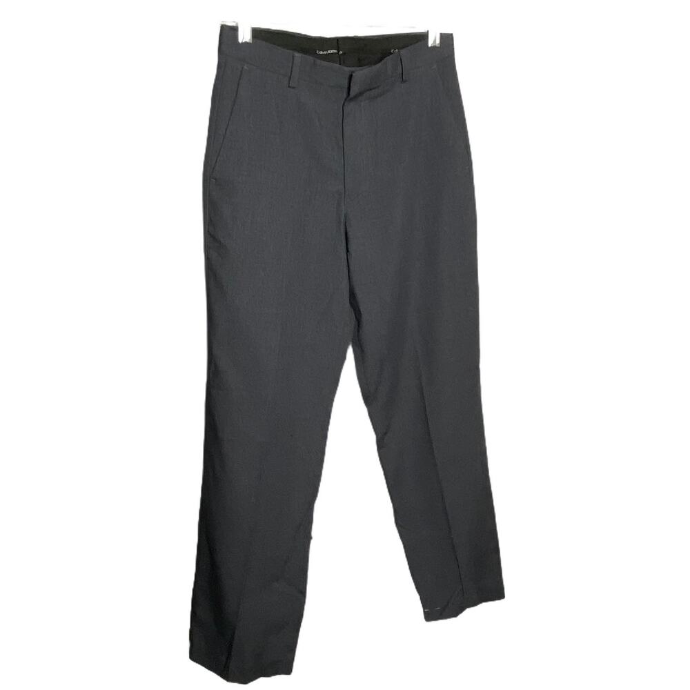 Calvin Klein Boy's Pants Black Wool Flat Front‎ Dark Wash Hi-Rise Workwear 14